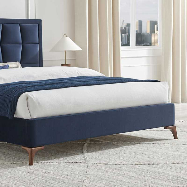 Carole blue velvet bedframe roomshot