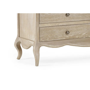 Wooden dresser with curved legs on a white background