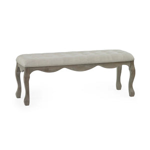 Decorative bench with tufted seat on a white background