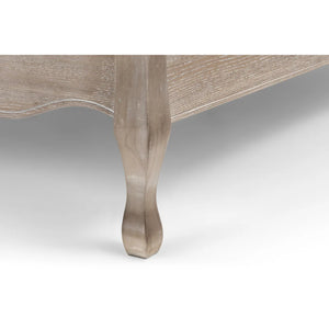 Close-up of a wooden table leg on a white background