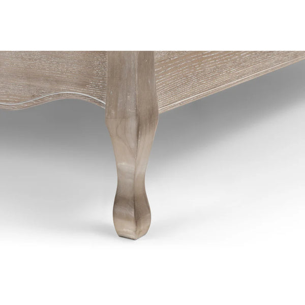 Close-up of a wooden table leg on a white background