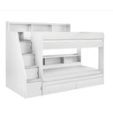 White bunk bed with storage drawers on a white background