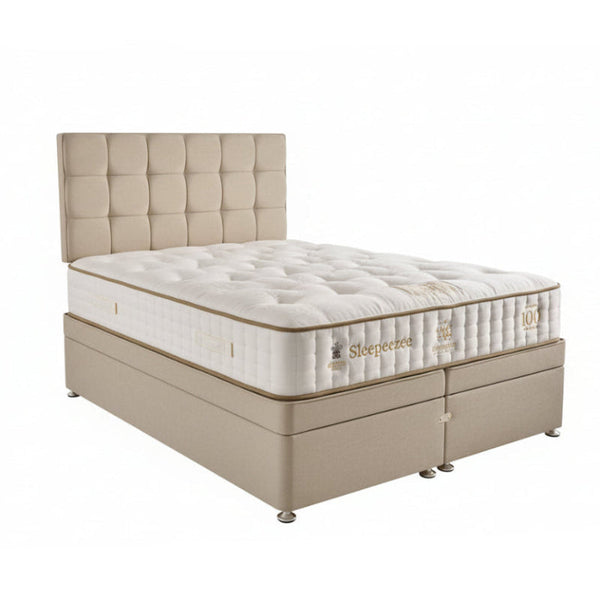 Sleepeezee Bed with mattress brand name in a modern bedroom setting