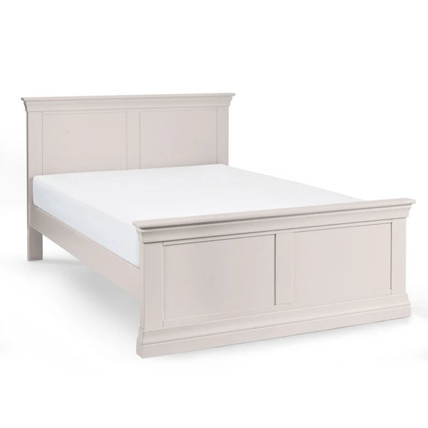 Clanton grey bedframe on white background