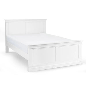White wooden bed frame on a white background
