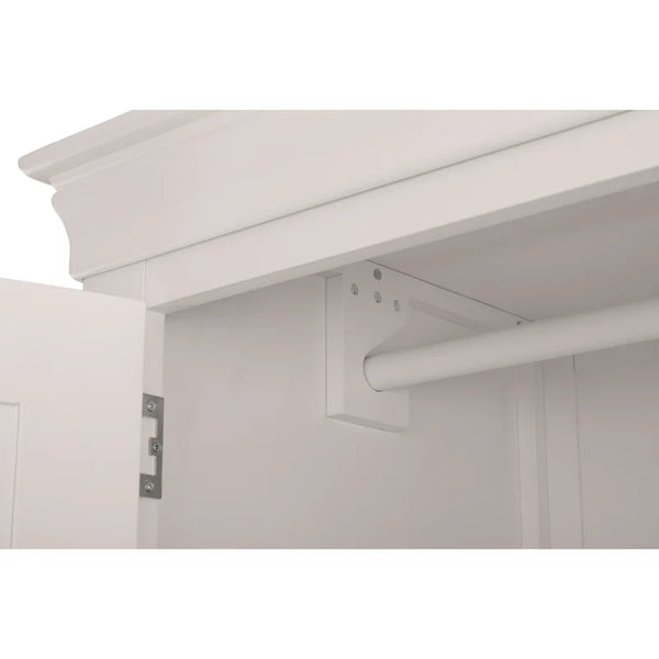Clothing rack mounted on a white wall with a neutral background