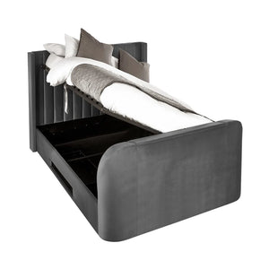 Claudia ottoman TV bedframe open detail white background