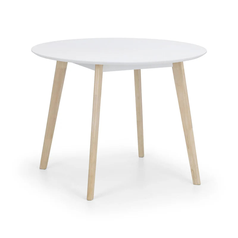 Coco white and light wood dining table white background