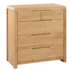 Wooden dresser with 3+2 drawers on a white background