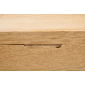 Wooden drawer with a handle on a white background