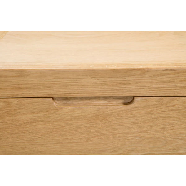 Wooden drawer with a handle on a white background
