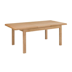 Wooden dining table on a white background