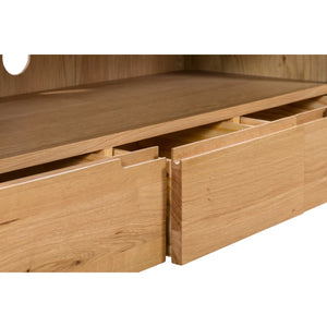 Wooden drawer unit with open drawers on a white background