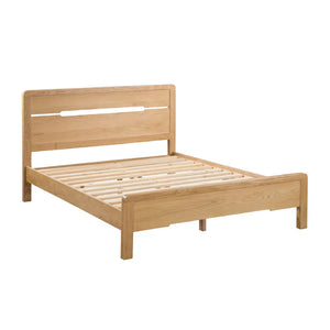 Wooden bed frame on a white background