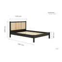 Bed frame with dimensions labeled on a white background
