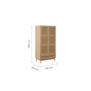 Wooden cabinet with dimensions on a white background