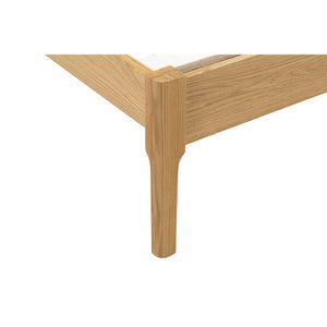Close-up of a wooden furniture leg on a white background