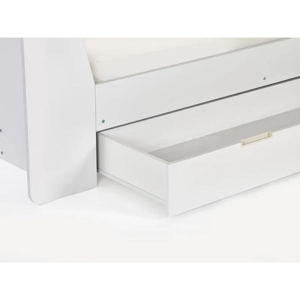 White metal frame with a horizontal bar on a white background