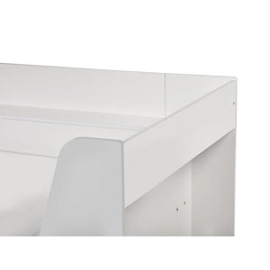 White rectangular object with a corner cutout on a white background