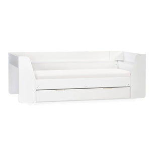 White sofa with a drawer on a white background