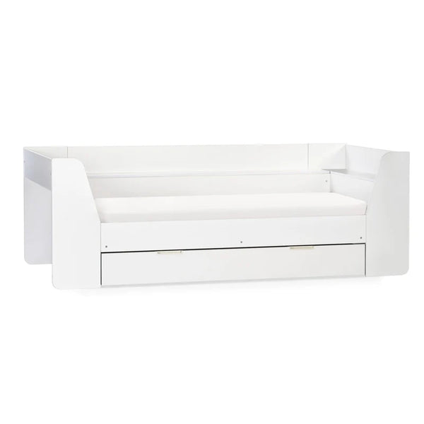 White sofa with a drawer on a white background