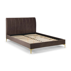 Brown bed frame on a white background