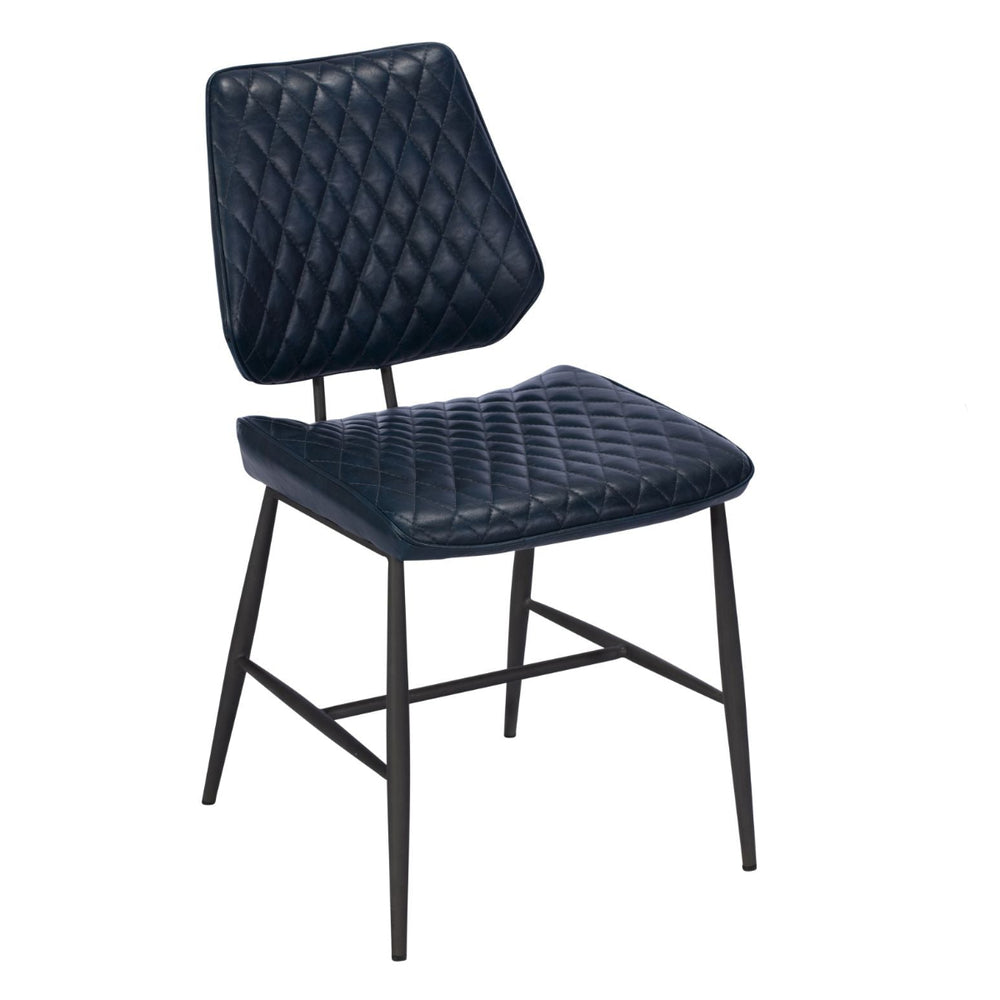 Blue quilted chair on a white background
