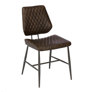 Brown quilted chair with metal legs on a white background