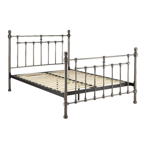 Metal bed frame on a white background