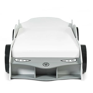 Grey racer frame front detail white background