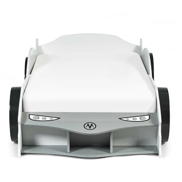 Grey racer frame front detail white background