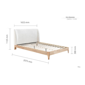 Bed frame with dimensions labeled on a white background