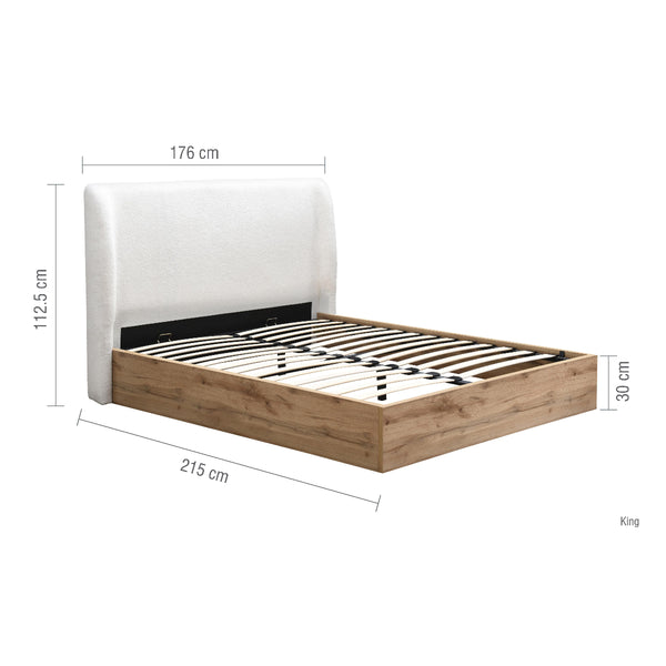 Bed with dimensions labeled on a white background