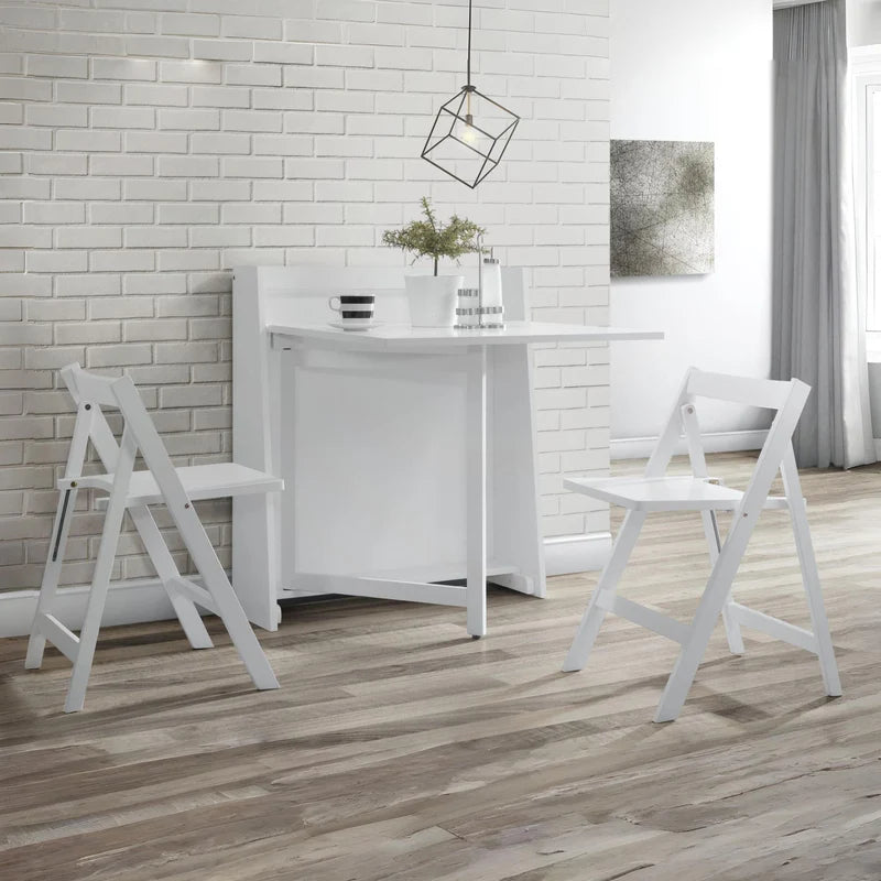 White desk with two matching chairs on a white background