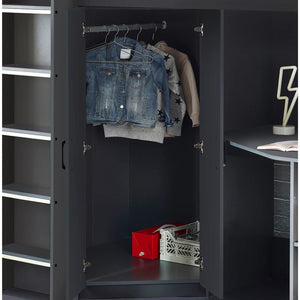 Hiro anthracite cabin bed wardrobe detail