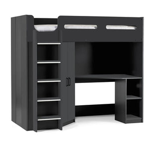Hiro anthracite cabin bed white background