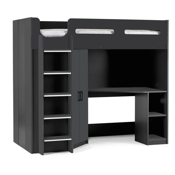 Hiro anthracite cabin bed white background