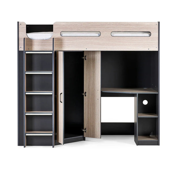 Hiro oak cabin bed open door white background