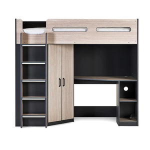 Hiro oak cabin bed white background