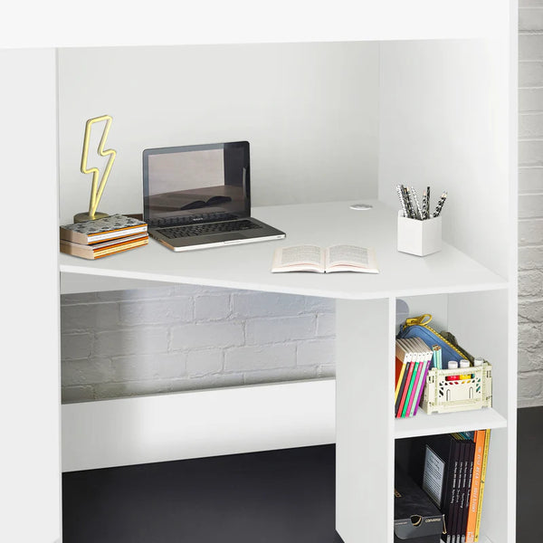 Hiro white cabin bed desk detail