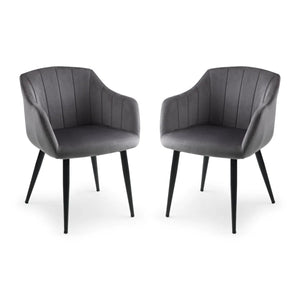 Two gray armchairs with black legs on a white background