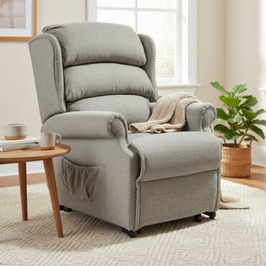 Gray recliner chair on a white background