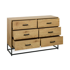 Humber 6 drawer chest drawers open on a white background