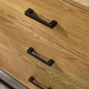 Wooden drawer with black handles