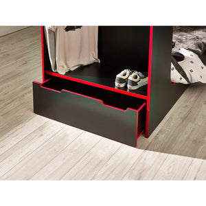Iracus black Bunkbed open drawer detail