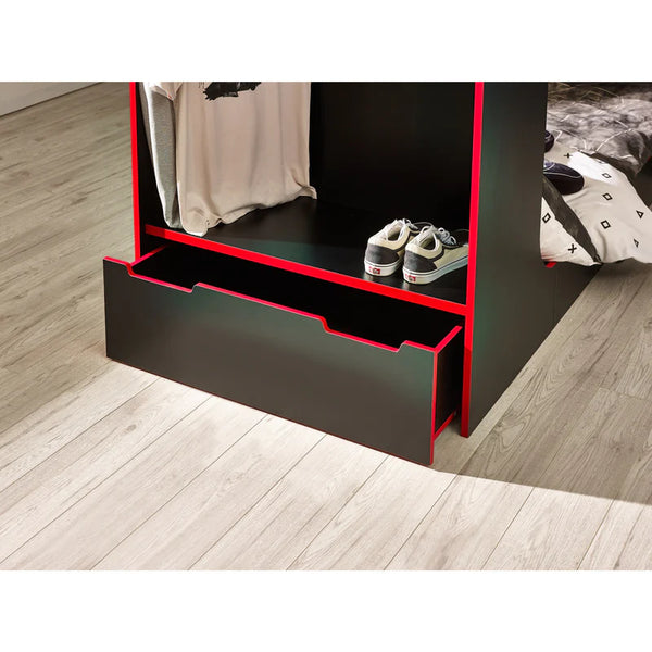 Iracus black Bunkbed open drawer detail