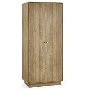 Wooden wardrobe with two doors on a white background