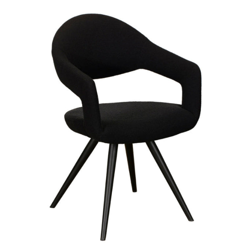 Black chair with a modern design on a white background