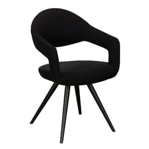 Black chair with a modern design on a white background