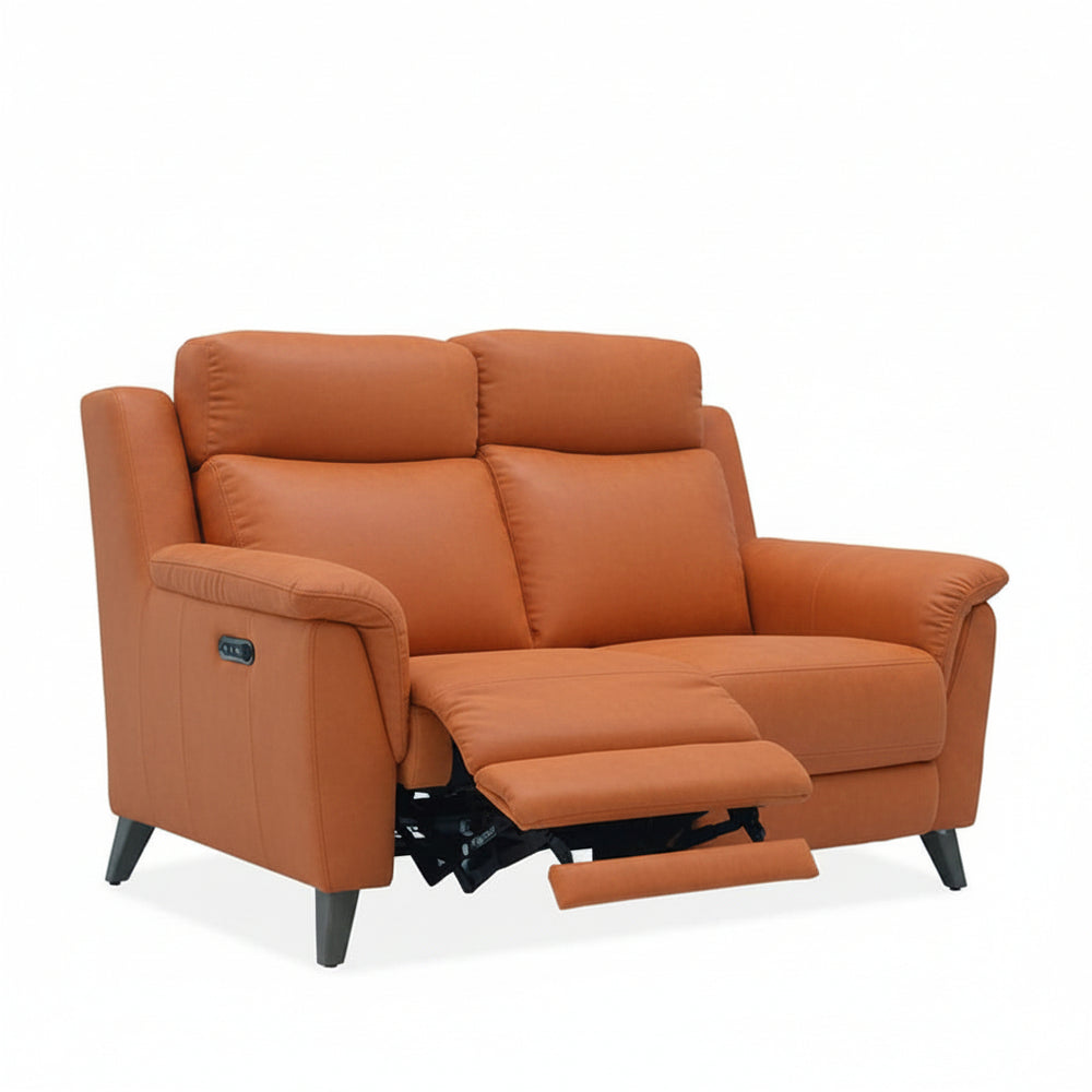 Orange recliner sofa on a white background